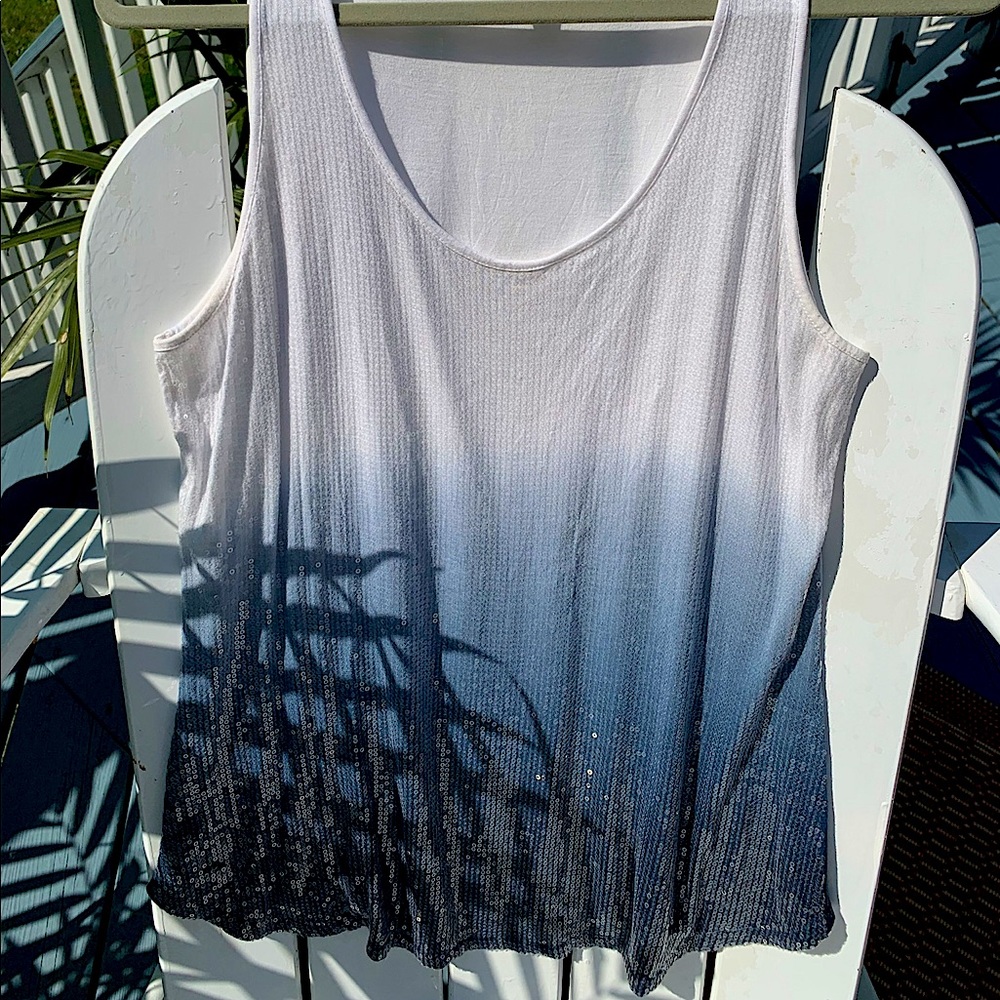Saks Fifth Avenue Blue Ombré Sequin Tank Top/Cami size Medium